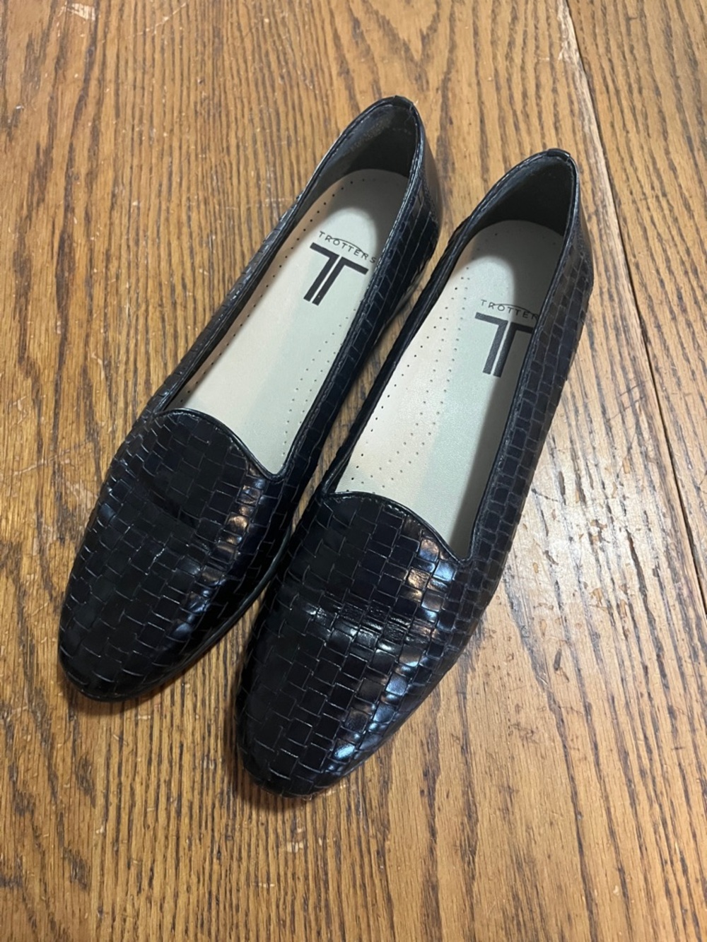 Black Trotters Woven Leather Loafers - Women's Slip-On Flats
